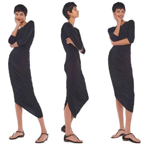Norma kamali long sleeve diana dress to knee black Small - Picture 3 of 8